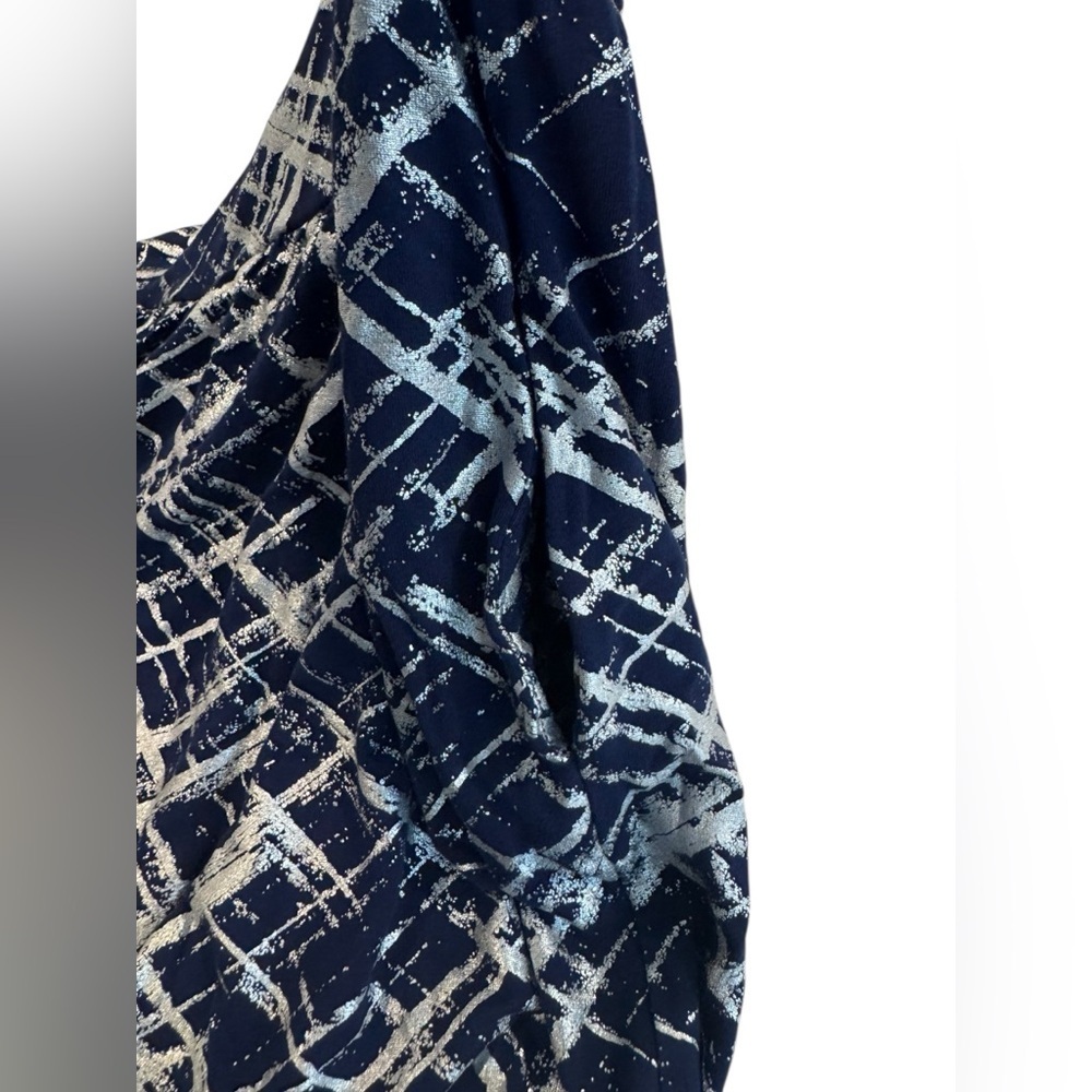 Women’s Berkley Jensen Navy Blue & Silver Long Maxi Dress: Pockets: M - Picture 7 of 11